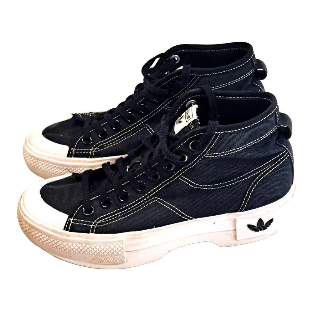 Adidas Nizza Trek Hi Top Canvas Sneakers Womens 7 Black Casual Streetwear School